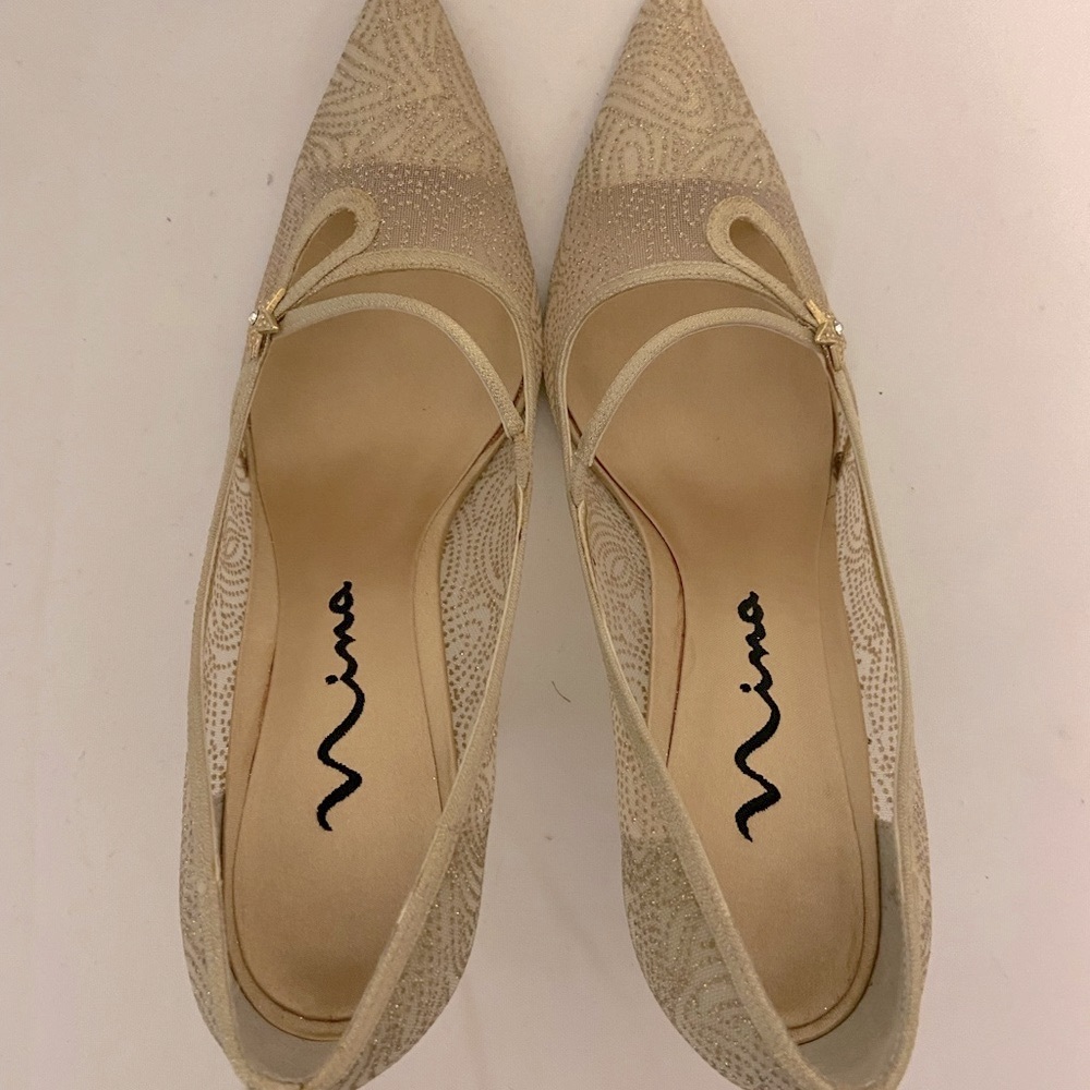 NINA GOLD GLITTER HEELS - Picture 2 of 9